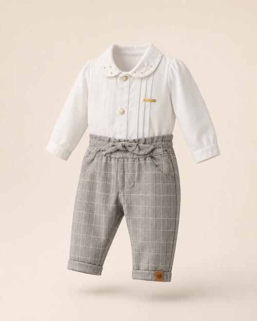 Conjunto Aurora Xadrez Cinza